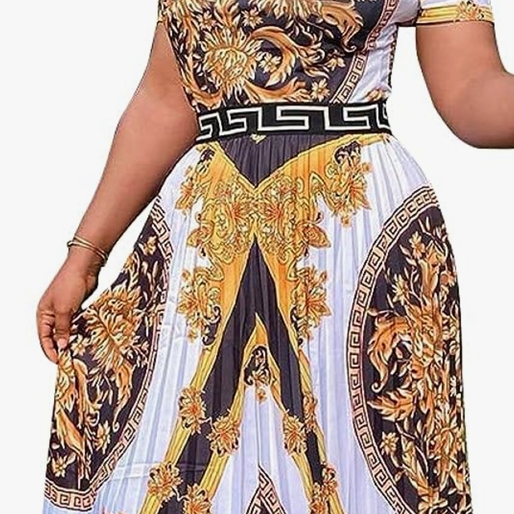 Elegant Gold and Black Women's Dress